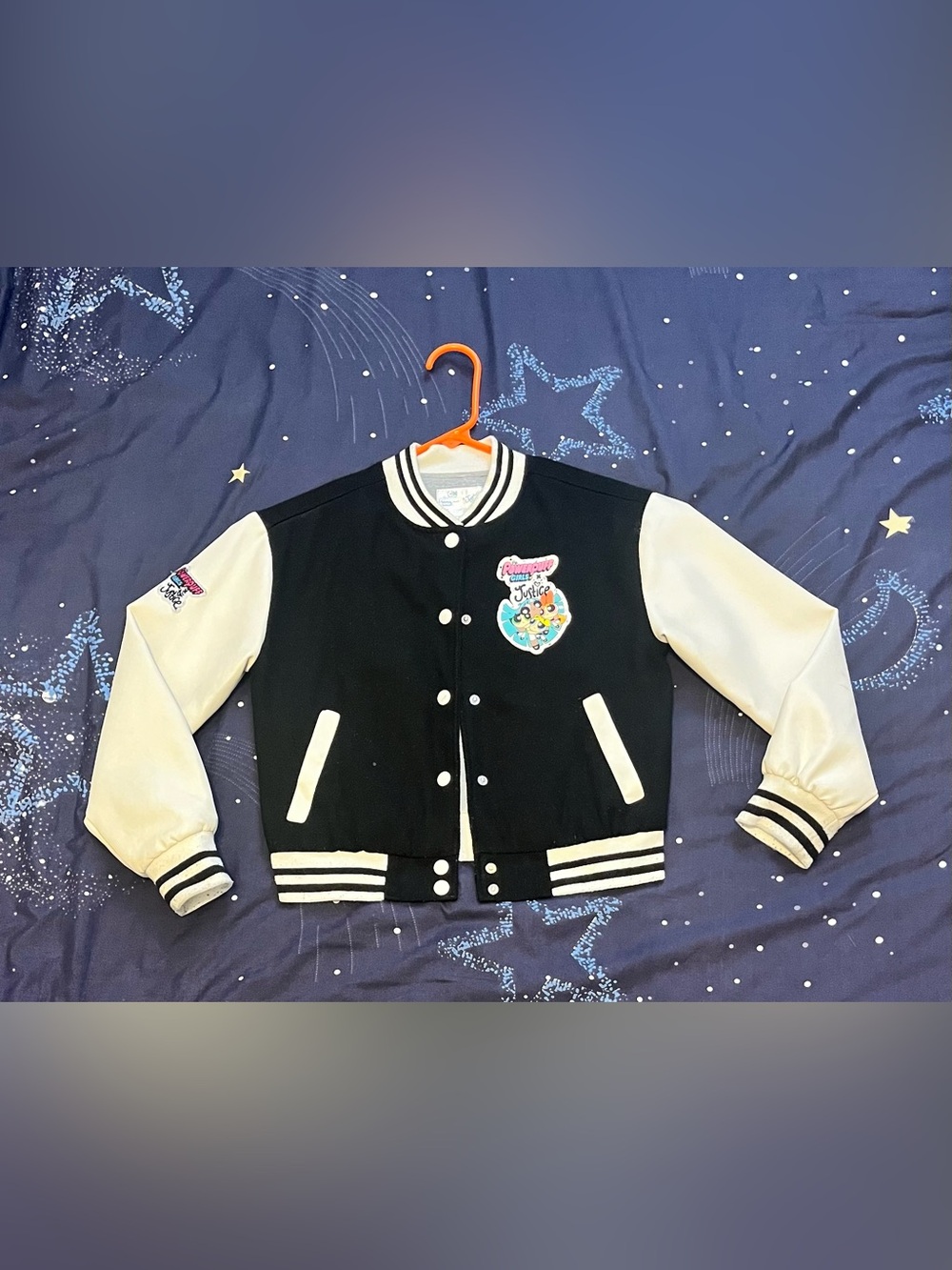 Girls Sz Small Power Puff Girls X JUSTICE Bomber Varsity Jacket